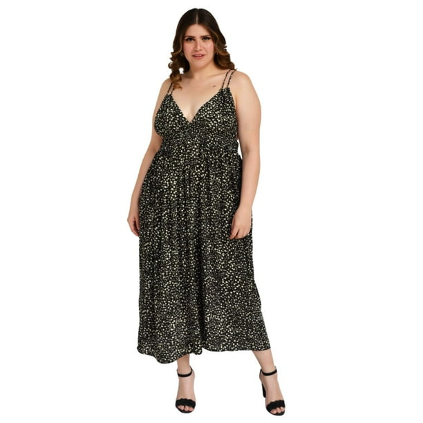 Vestido largo Zenobia Doble tirante Talla extra 11746 Negro 42