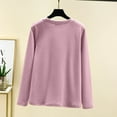 thumbnail image 5 of Hfiengba Cotton Shirts for Women Winter Crew Neck Long Sleeve Basic Shirts Casual Loose Fit Solid Clothes (XL, Purple 1), 5 of 6