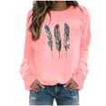 thumbnail image 3 of ZKCCNUK Women's 2025 Autumn Winter Casual Crewneck Feather Sweatshirt Long Sleeve Loose Pullover Tops, 3 of 4