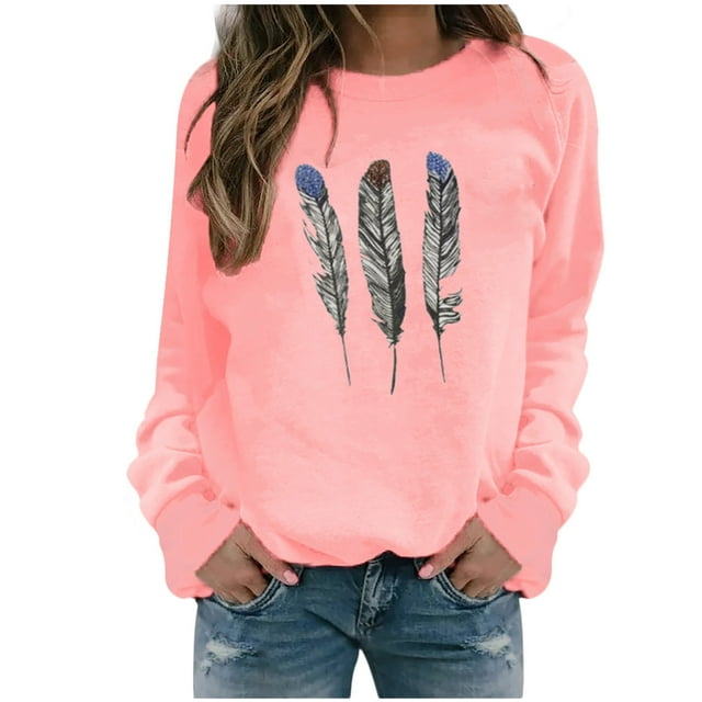 Autumn Winter Womens Casual Tops Ladies Print Sweatshirt Blouse Tee Sweater