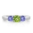thumbnail image 2 of Gem Stone King 925 Sterling Silver Wedding Jewelry Bridal Ring 1.10 Ct Round Green Peridot Blue Tanzanite (Size 6), 2 of 4