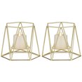 thumbnail image 1 of Juego de 2 candelabros de metal dorado, candelabros elegantes geométricos, centros de mesa con candelabros navideños, 1 of 5