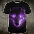 thumbnail image 2 of Wxolcjlv Men's Glowing Wolf Print Short Sleeve T Shirt Crew Neck Regular Fit Daily Wear Pullover Tee, 2 of 4