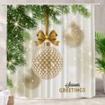 thumbnail image 1 of Christmas Tree Decor Shower Curtain,Golden Bauble with Glitter Gold Bow Bathroom Decor Polyester Fiber Plastic Rings Quick-Drying Waterproof for Bathtubs/Bathroom, 72x72 inches, 1 of 6