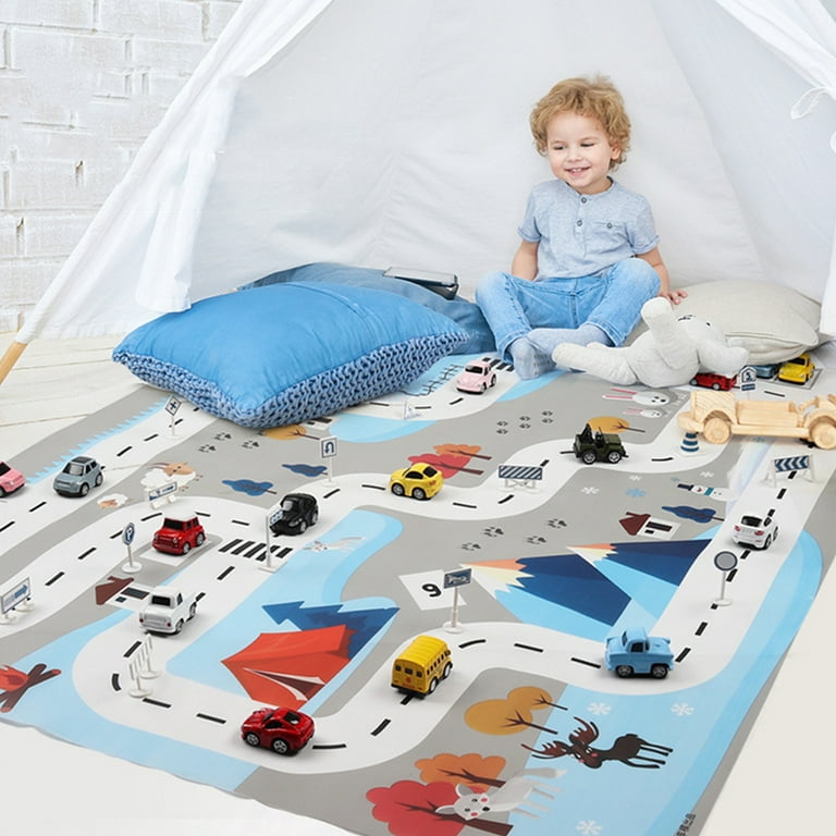 Kids Car Road Rugs City Map Play Mat for Classroom/baby Room Non