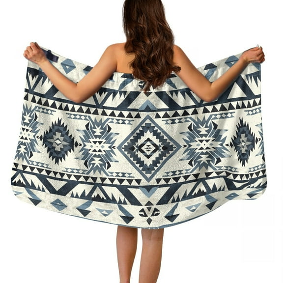 Yuyamidu Aztec Ethnic Gemoetric Shower Towel Wrap for Women Comfy Bath Wrap with Side Pocket Adjustable Closure Towel Wrap for Spa Gym Swim Terry Cloth Bath Towels for Adults Size M