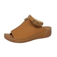 thumbnail image 1 of Leather Orthopedic Sandals Wedge Platform Wide Width Diabetic Summer Slip On Arch Support Shoes, 1 of 8