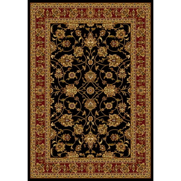 Designer Home Regal Area Rug 750-00870 Reza Black Bordered Scrolls 7' 10" x 10' 6" Rectangle