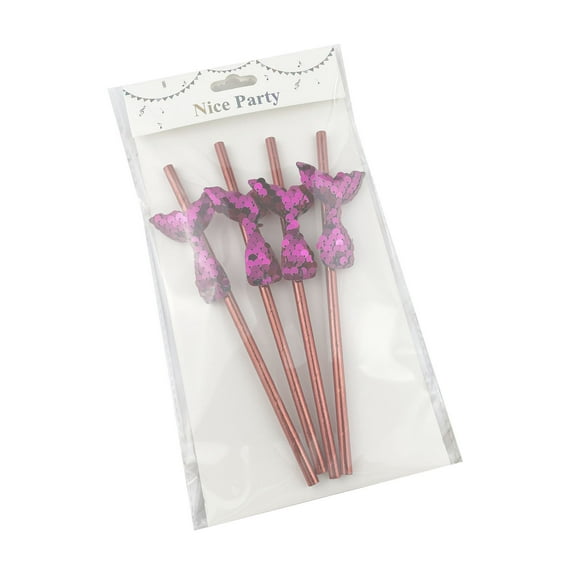 JilgTeok 1 Packs Disposable Straw Sequins Fish Scales Mermaid Drinking Straws Color Three-dimensional Fish Tail Decorative Paper Straw for Cocktails Beverages Party Supplies