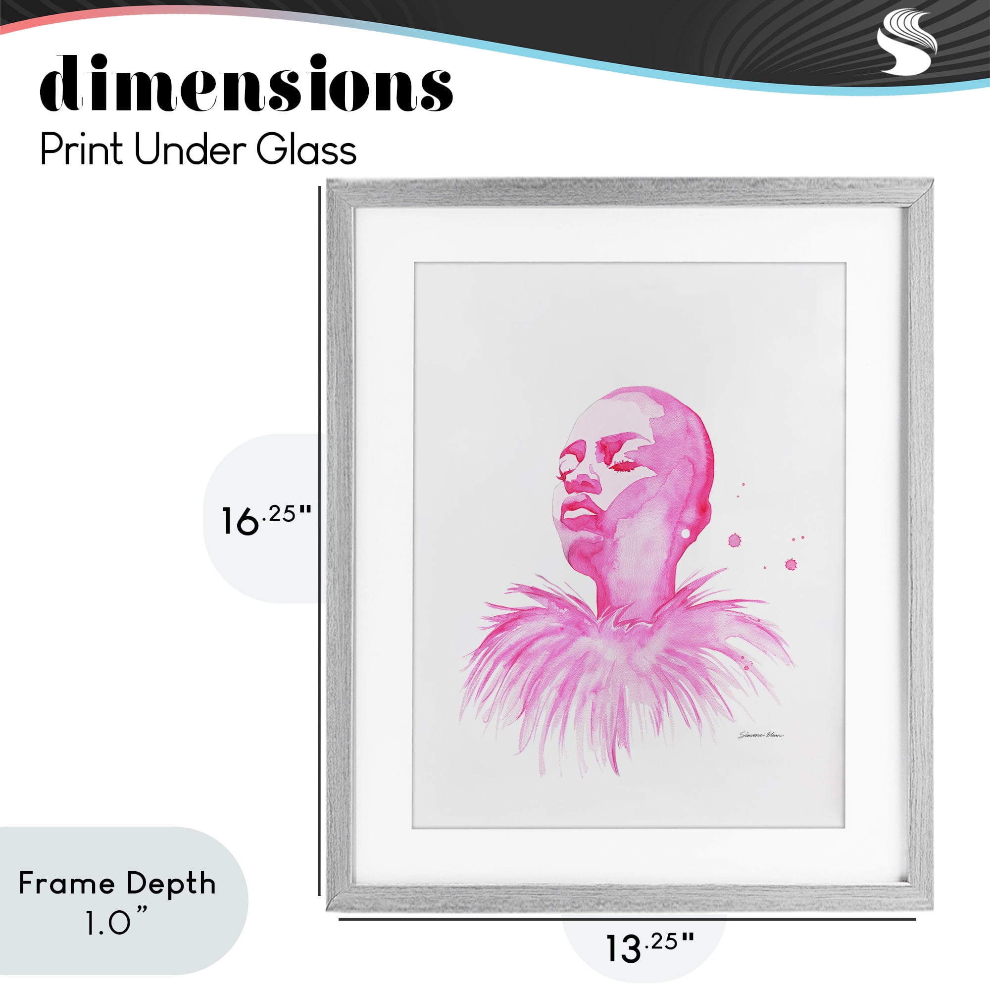 Stupell Industries In A Pink Mood Portrait Gray Framed Print Under Glass, design by Simone Elum