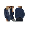 thumbnail image 3 of Women'S Fall Fashion: Front-Open Long-Sleeved Knitted Cardigan Sweater Dark Blue L, 3 of 6