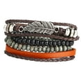 thumbnail image 5 of Vintage Multilayer Leather Men Fashion Braided Bracelet wood beads leather, 5 of 6