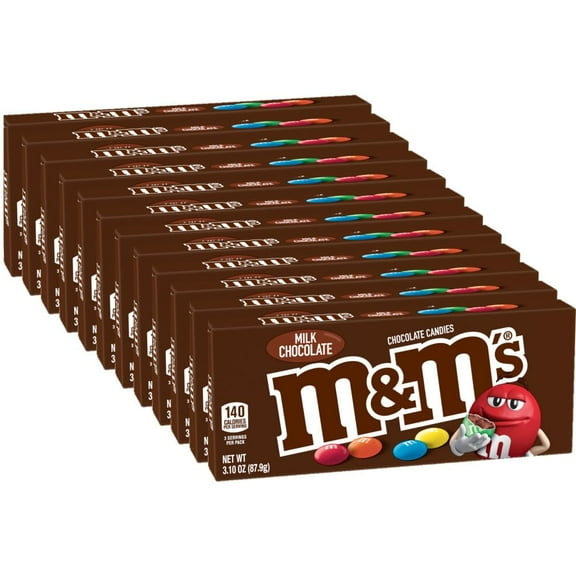 M&M'S Milk Chocolate Candy YPF5 Movie Theater Box, 3.10 Ounce (Pack of 12)