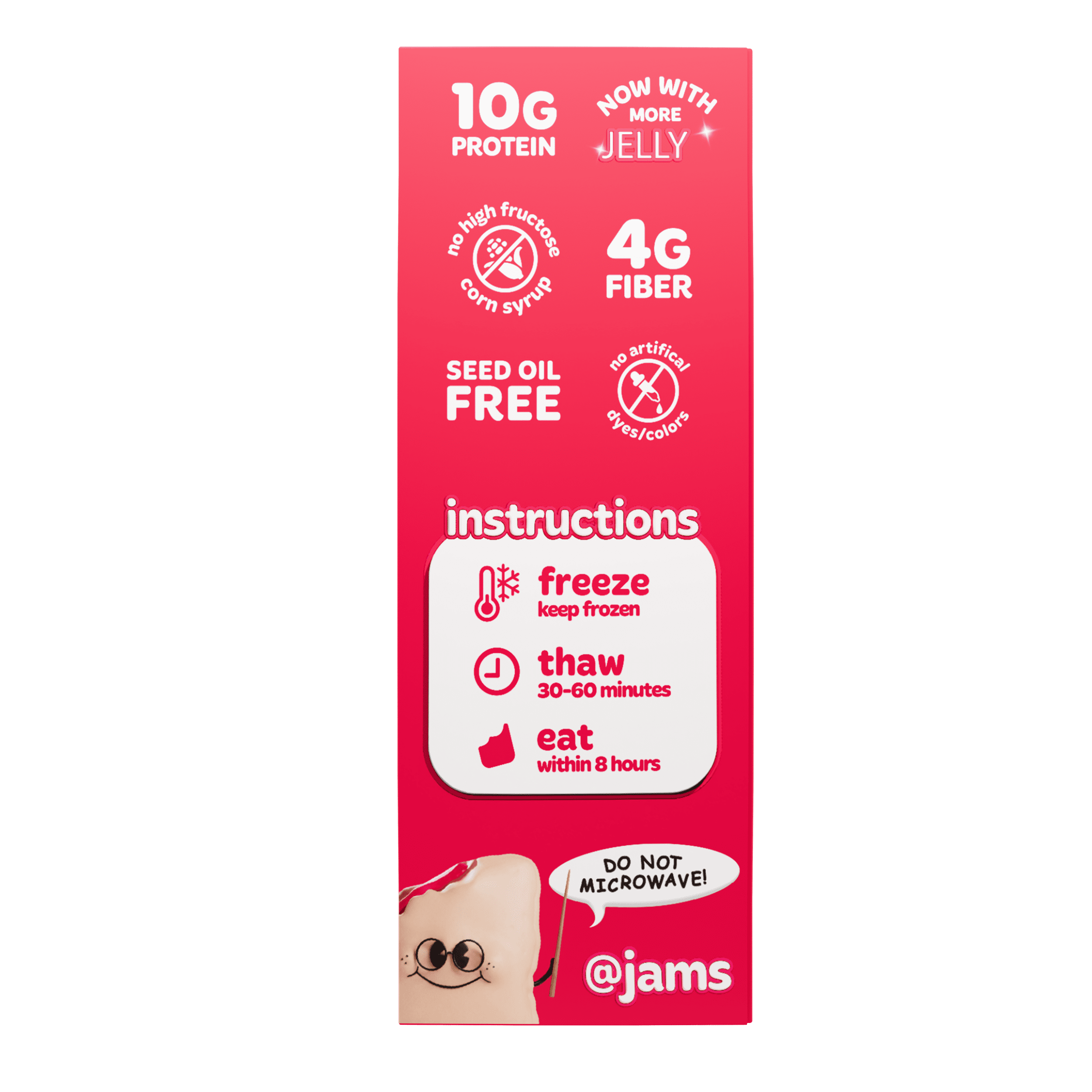 Jams Strawberry Protein 10g Peanut Butter & Jelly Frozen Sandwiches 4 Count, 10.7 Oz