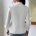 thumbnail image 6 of TKLPEHG Womens Tops Dressy Casual V Neck Elegant Shirts Lightweight Leisure Comfy Long Sleeve Classic Solid Color Loose Fashion Blouses (White,S), 6 of 7