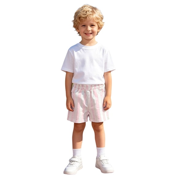 Tigivemen Striped Gym Shorts for Boys Athletic Basketball Sweatshorts Toddlers Workout Shorts 2-3Y,Pink
