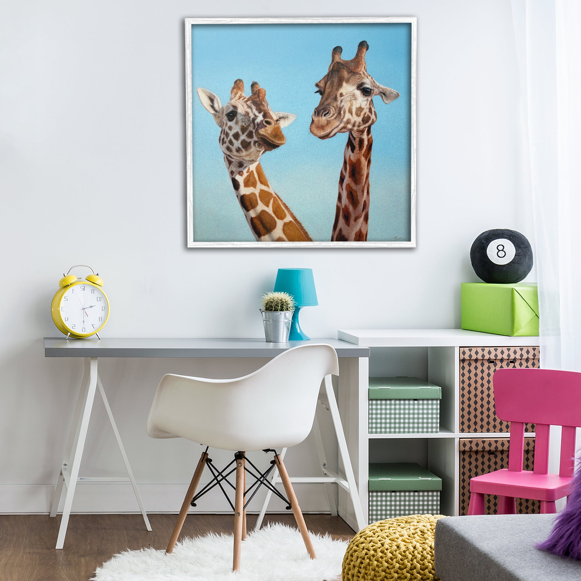 Stupell Industries Romantic Soulmate Giraffes White Framed Giclee Art, design by Lucia Heffernan