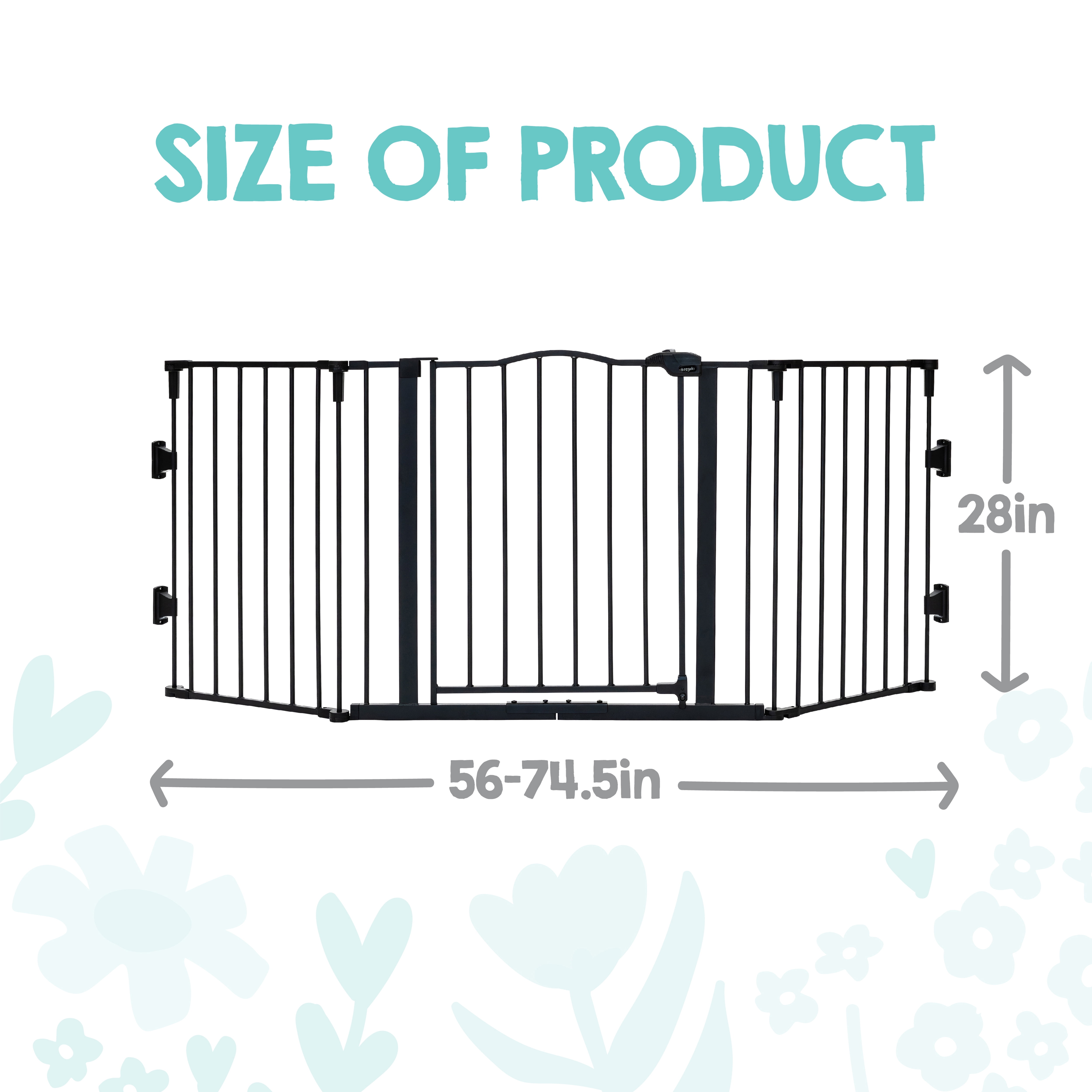 Regalo Deluxe Home Accents 74 inch Widespan Baby Safety Gate, Black, Ages 6 to 24 Months