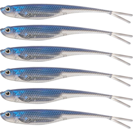 Soft Plastic Baits Fork Tail Soft Jerkbait Minnow Lures 3 to 4-3/4 Inches Soft Swimbaits Jerk Shad Baits Crappie Bass Fishing Lures Blue 4 -5 Pack