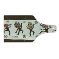 thumbnail image 2 of Prehistoric Cutting Board, Cartoon Dancing Natives Wearing Tribal Print, Decorative Tempered Glass Cutting and Serving Board, Wine Bottle Shape, Army Green Yellow, by Ambesonne, 2 of 5