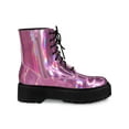 thumbnail image 3 of BLISSFUL STEP Valentine's Women's Boot Colorful Round Toe Platform Lace Up Ankle Boots Pink 7.5, 3 of 8