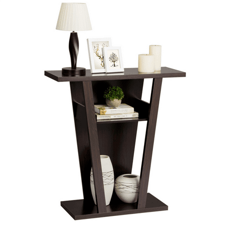 Hall Table With Storage Baskets Console Table Modern X Design Accent Side Stand Sofa Entryway Hall Display Storage Shelf Black ()