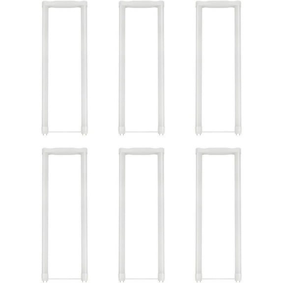Diodesy- Pack of 6 T8/LED/BPS/U/18W/40K T8 U Bend LED Tube Light, U Shaped LED Single End Bypass, 18 Watts, 4000K Cool White, 2200 Lumens, G13 Base, Shatter Resistant, 50000 Hour Lifespan, DLC Listed