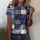 thumbnail image 3 of Gibobby Playera Corte clásico para Mujer Camiseta manga corta con cuello redondo informal verano para mujer(Azul oscuro,G), 3 of 4