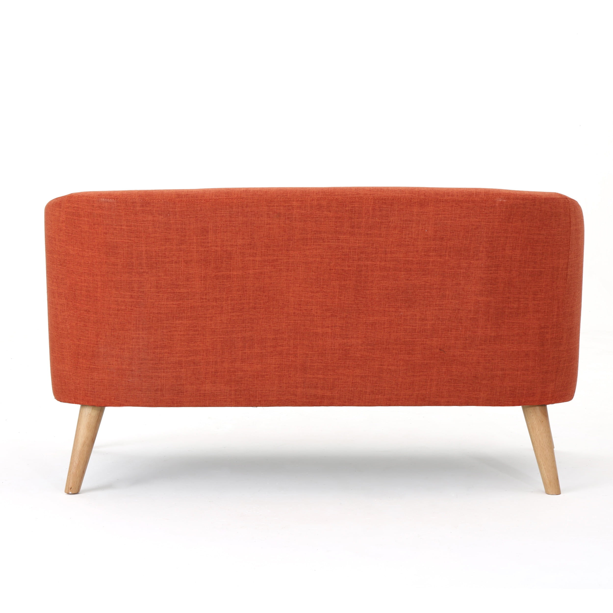 Noble House Bianca Fabric Mid Century Modern Loveseat,Muted Orange