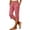 Pink, variant on Womens Straight Leg Capri Pants Elastic Smocked Waist Side Slit Cropped Trousers with Pockets Casual Travel Boho Beach Pants Gray