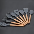 thumbnail image 1 of Juego de 8 piezas caja de colores - Juego de utensilios de cocina con mango de madera de silicona de 8 piezas Xemadio LN-1229, 1 of 8