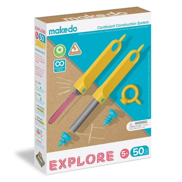 Kit de herramientas de construcción de cartón Makedo Explore, 50 piezas