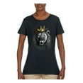 thumbnail image 2 of Wild Bobby, King Lion with Gold Crown Art, Animal Lover, Women Graphic Tee, Black, Small, 2 of 4