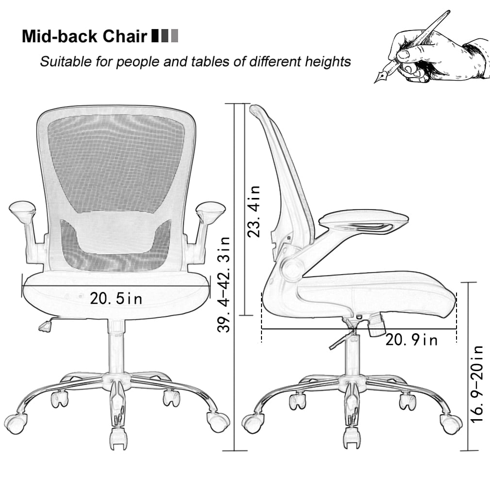 BestOffice Ergonomic Office Chair, Lumbar Support, Swivel Rolling for Men, Women(Black)