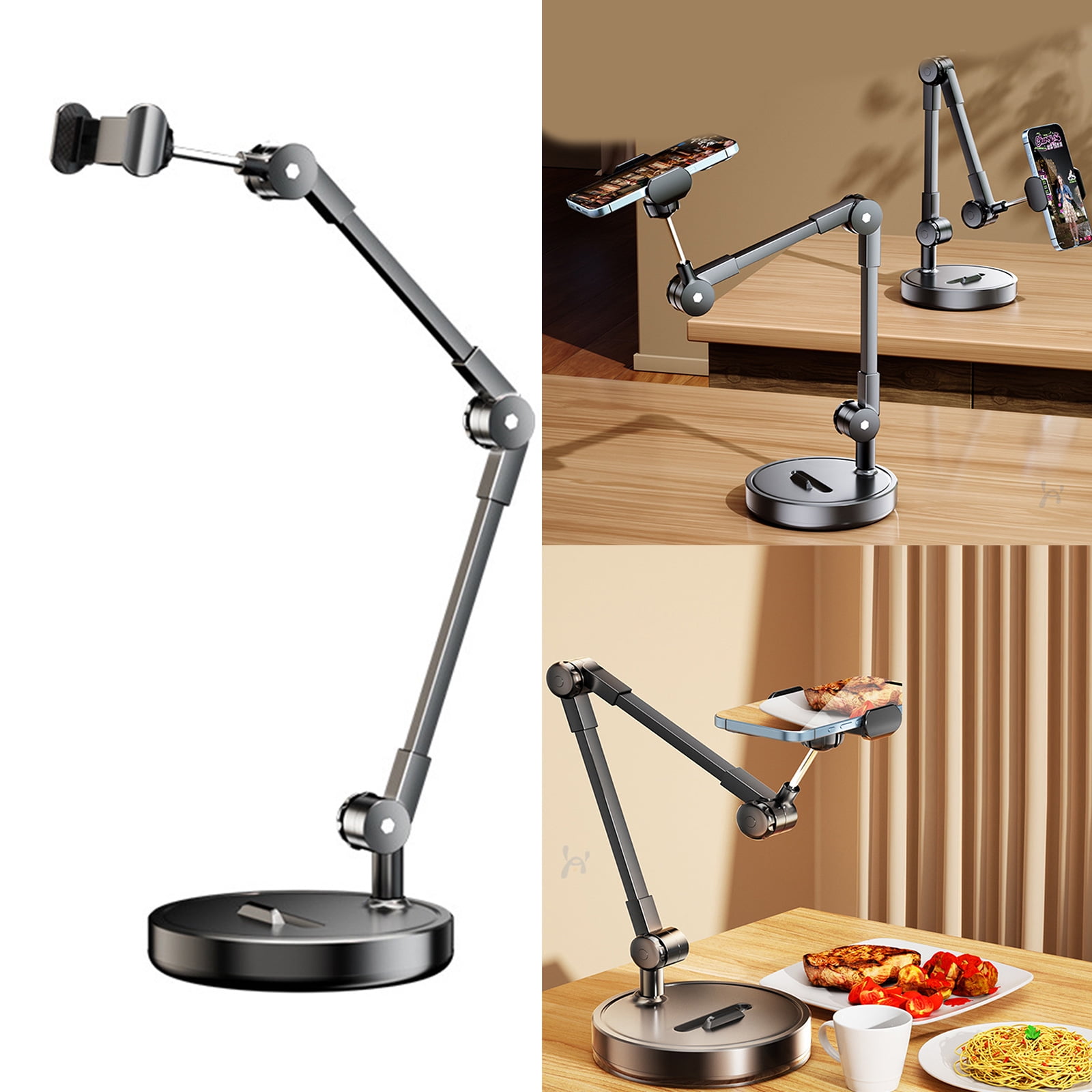 Rotating Overhead Phone Stand, Adjustable Height & Desk Mount with Clamp for Video & Live Streaming