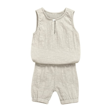 

Fesfesfes Newborn Infant Baby Girls Boys Sleeveless Solid Tops+Short Pants Set