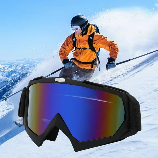 Gafas de esquí Protección Antiniebla UV | Lente Esférica Panorámica | Gafas negras para adultos | Resistente a arañazos, compatible con casco, correa ajustable | Todo tiempo, 19x10,5 cm