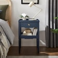 thumbnail image 4 of Pemberly Row Midnight Blue Wood 1-Drawer Nightstand with Shelf, 4 of 9