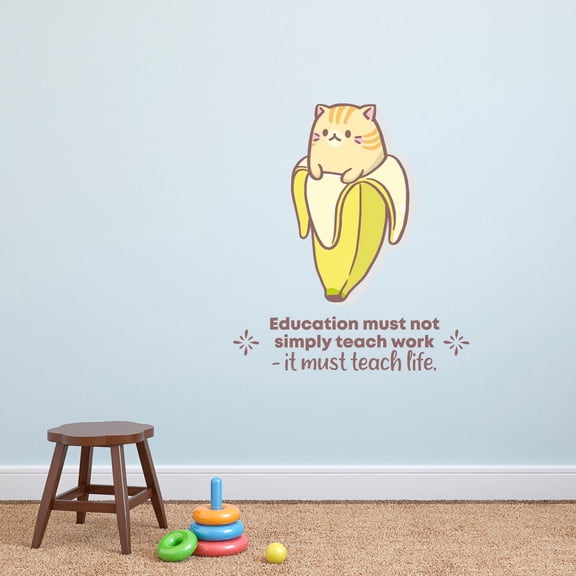 Teach Life Banana Cat Cute Quote Cartoon Quotes Decors Wall Sticker Art Design Decal for Girls Boys Kids Room Bedroom Nursery Kindergarten Home Decor Stickers Wall Art Vinyl Decoration (10x8 inch)