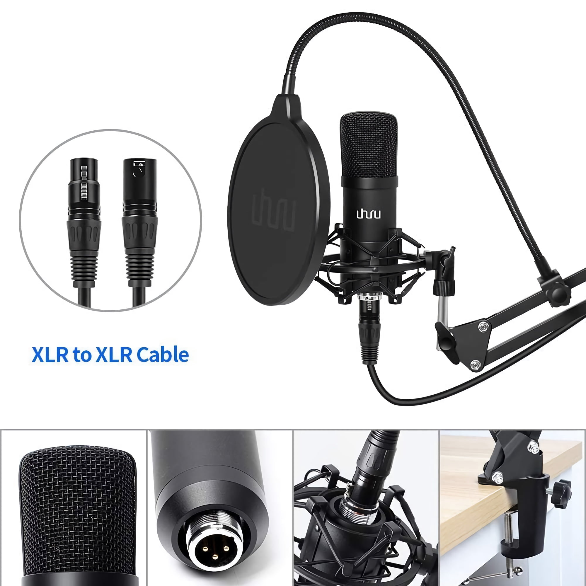 Condenser Microphone Set, Professional Studio Cardioid Microphone Kit with Boom Arm, Shock Mount for Streaming, Recording, Podcasts, YouTube - XM900