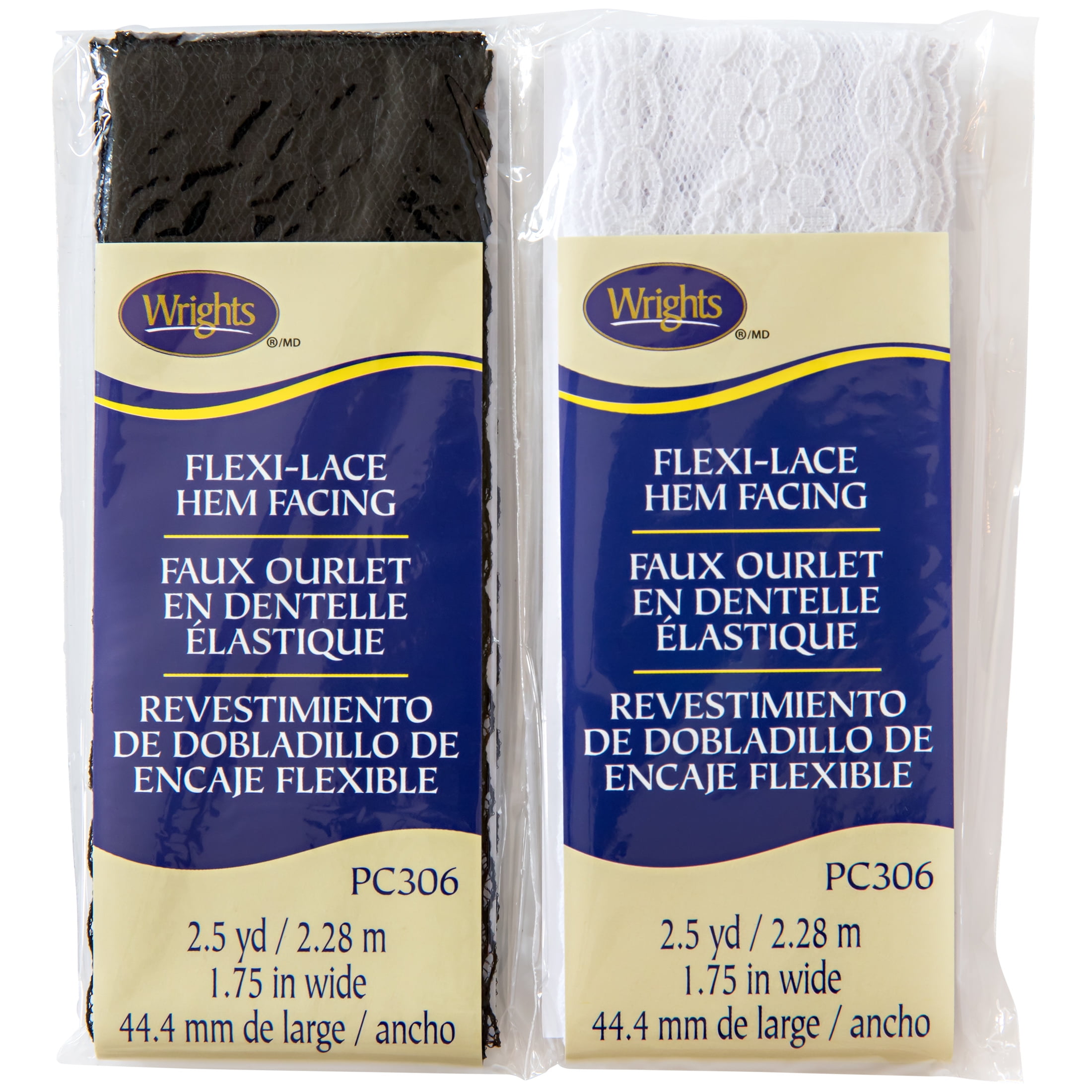 (6 pack) Wrights 1 3/4" Black Lace Hem Facing, 2.5 yd