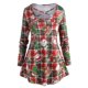 thumbnail image 1 of Más el tamaño de la tela escocesa de la Navidad entrecruzado camiseta impresa Rosegal Mangas largas de talla grande, 1 of 5