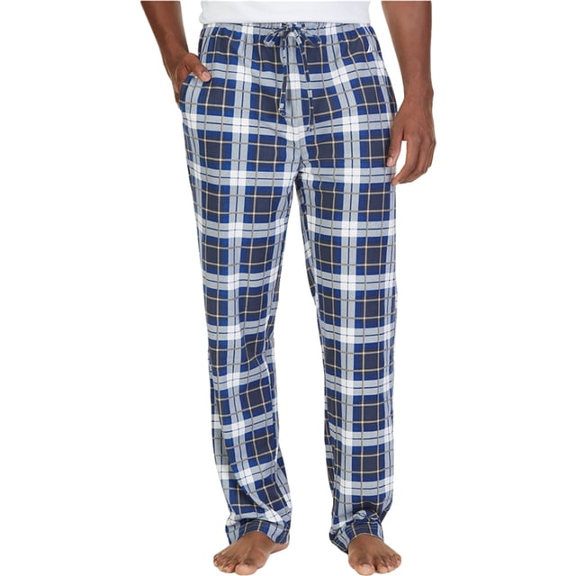 Nautica Mens Plaid Sueded Fleece Pijama Lounge Pantalones, Azul, X-Large Nautica Pantalones de salón