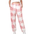 thumbnail image 3 of cllios Plaid Pajama Pants Women Fluffy Plush Pjs Bottoms Fuzzy Fleece Cozy Lounge Pants with Pocket Comfy Soft Straight Leg Sleepwear Winter Warm Pjs Trousers, 3 of 9