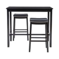 thumbnail image 3 of Pemberly Row Three Piece Bar Dining Set Faux Leather Seats in Black Wood, 3 of 11