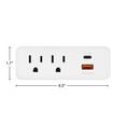 thumbnail image 3 of Maxxima 2 Outlet Grounded Wall Plug Adapter, USB Type-C / A Charging Ports 3.1A, Outlet Extender Wall Tap (2 Pack), 3 of 8