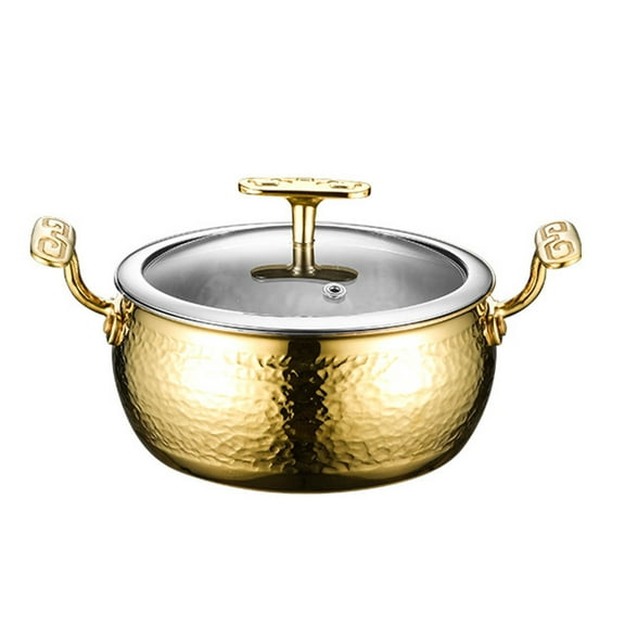 Single hot pot, with lid and handle Pot Shabu hot pot made of stainless steel, Chinese hot pot, single small hot pot made of thickened, for gas stoves, induction stoves