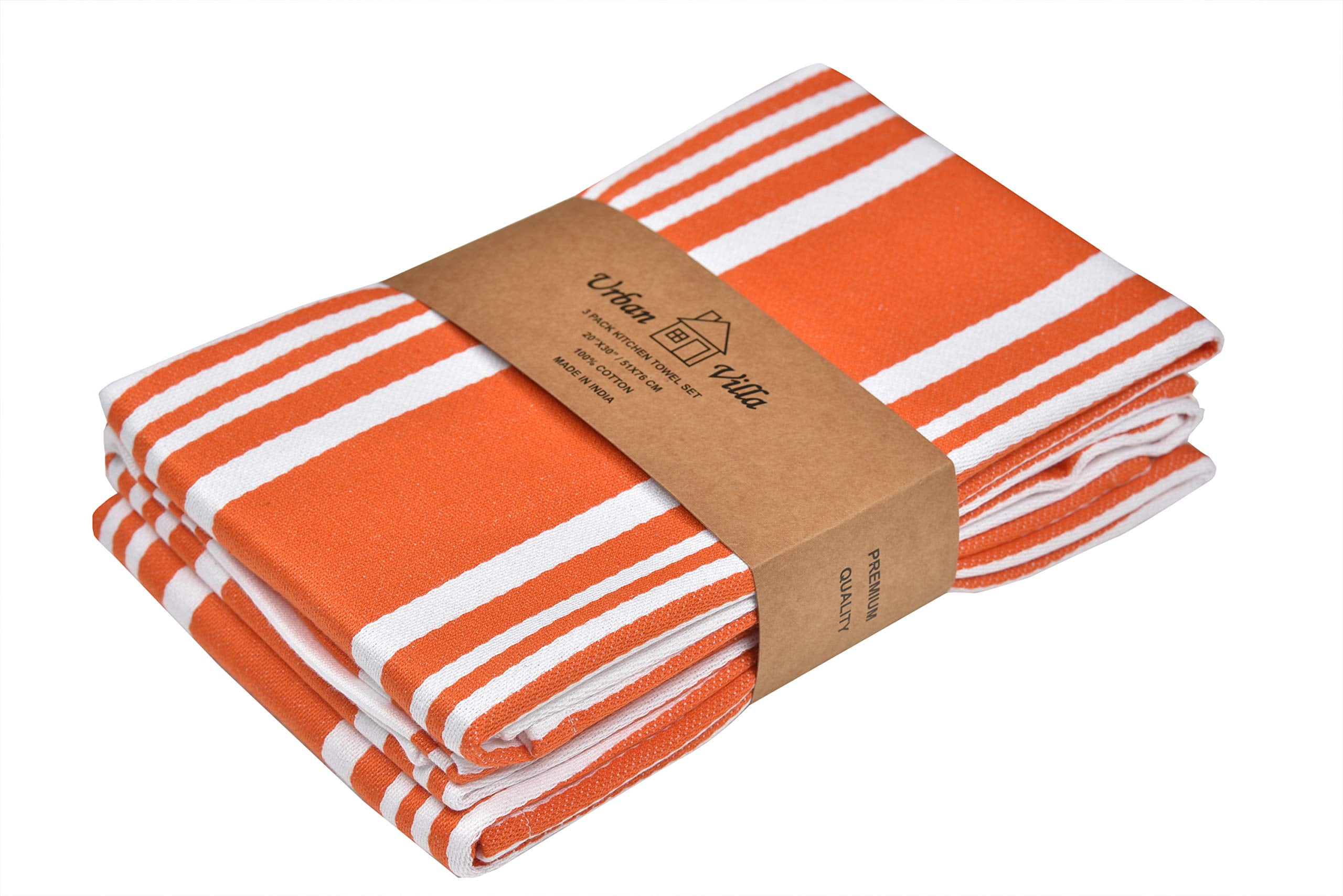 Urban Villa Kitchen Towels Set of 3 Highly Absorbent 100 Cotton