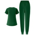 thumbnail image 3 of WTOBBY Women's Short Sleeve Solid Color Scrubs Set with Pockets, V-Neck Top and Pants, 2-Piece Nursing Uniform, Medical Workwear for Caregivers,Green L, 3 of 5
