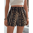 thumbnail image 2 of Women's Summer Boho Tribal Print High Waist Shorts, Casual Elastic Waist Drawstring Flowy Shorts, Soft Breathable Loose Fit Beach Shorts for Vacation Daily Wear, 2 of 5